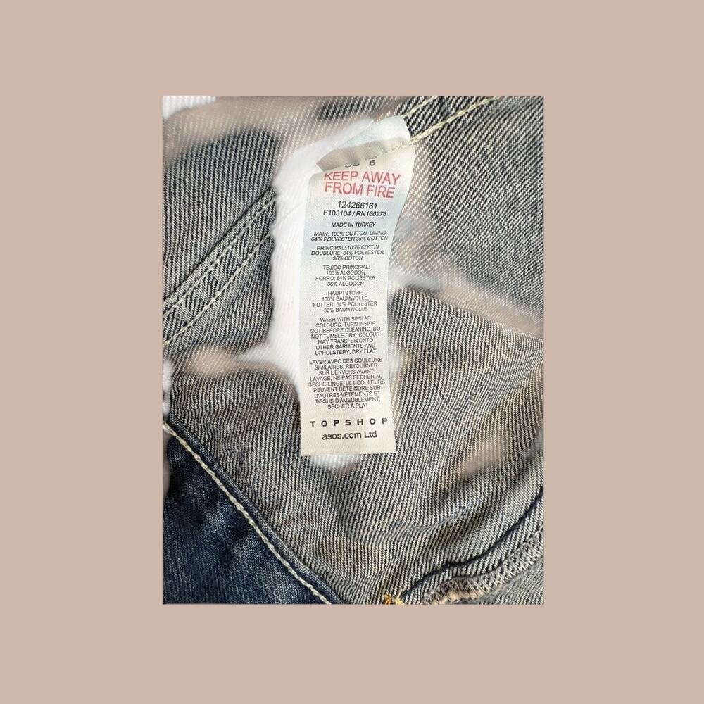 Topshop Cropped Denim Jacket Medium Wash Size 6 - Picture 4 of 6